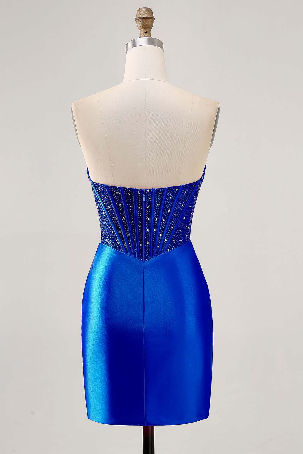 Sparkly Fuchsia Satin Corset Strapless Short Tight Homecoming Dress