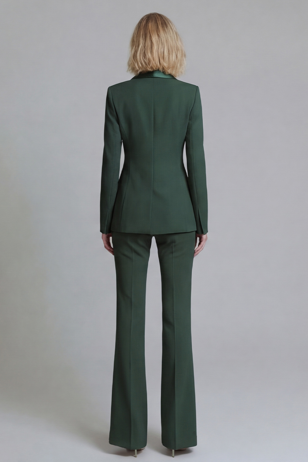 2 Piece Grey Green Double Breasted Shawl Lapel Business Suits