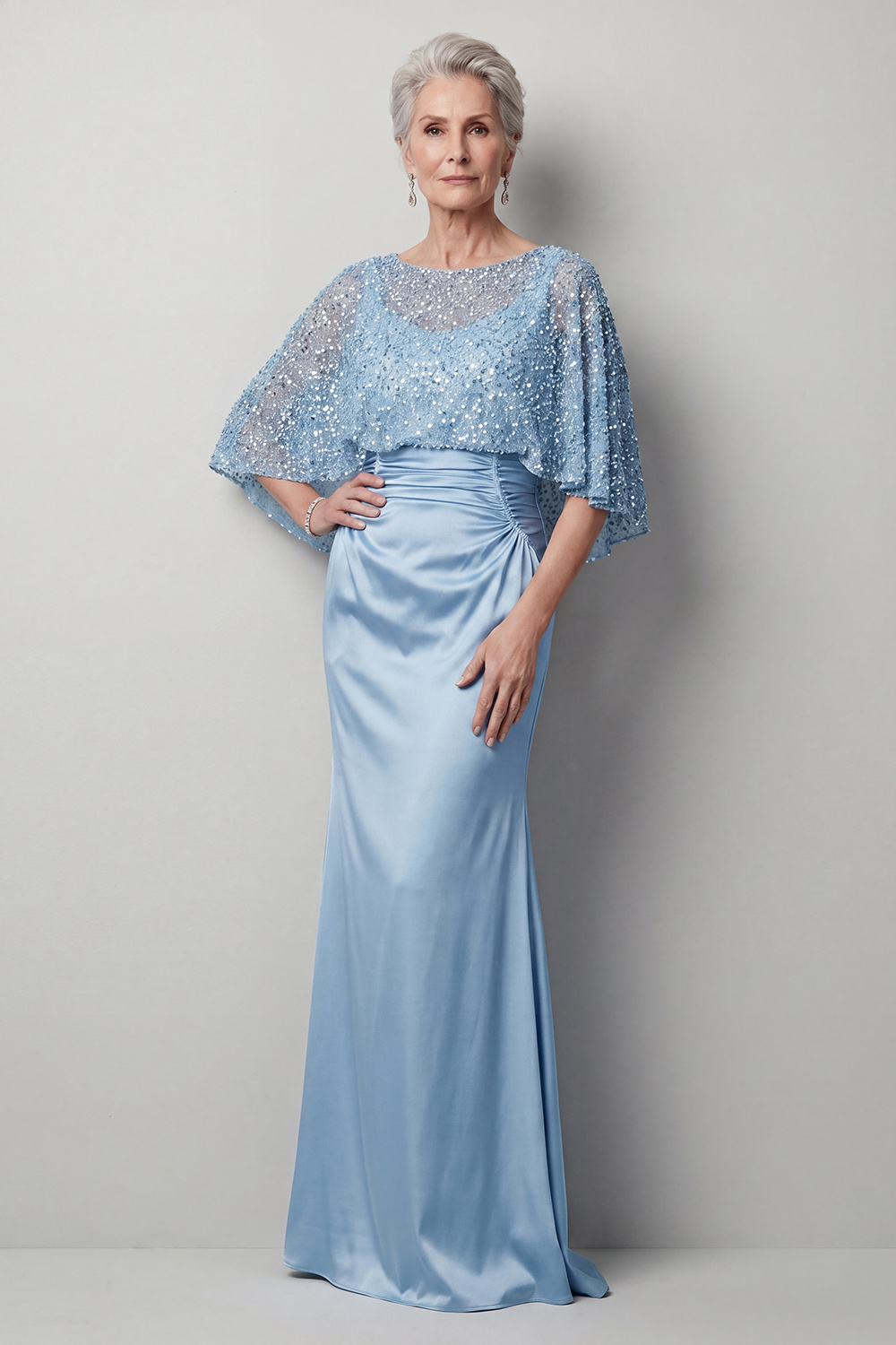 Sparkly Champagne Mermaid Sequins Long Evening Dress with Pockets