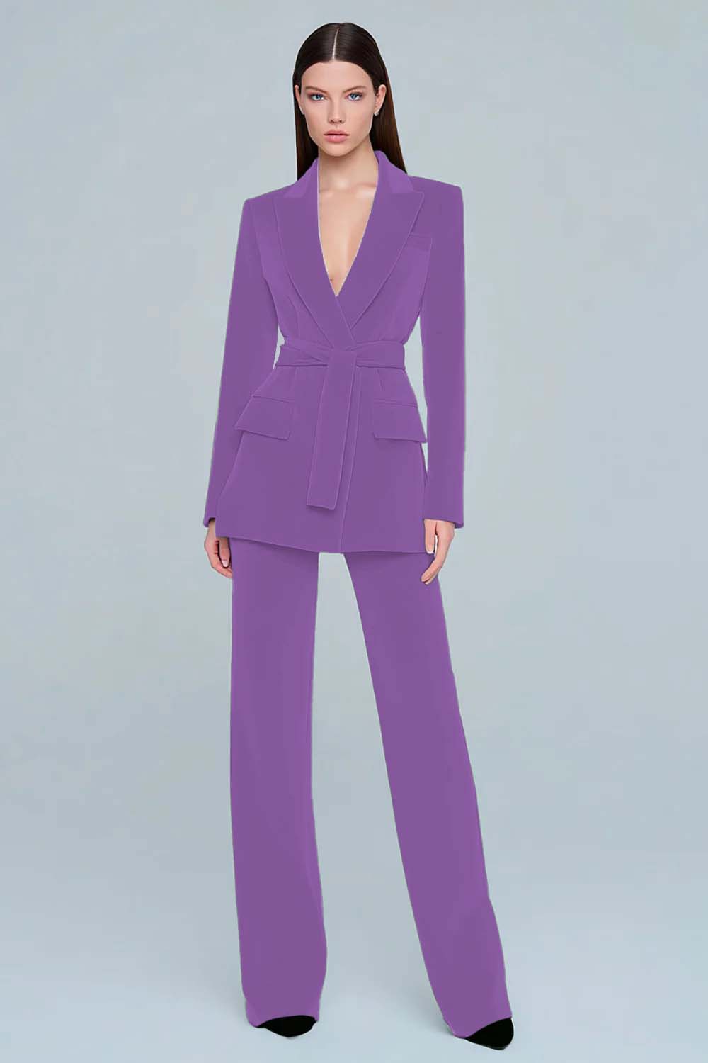 Dark Green Peak Lapel 2 Piece Prom Suits with Sash