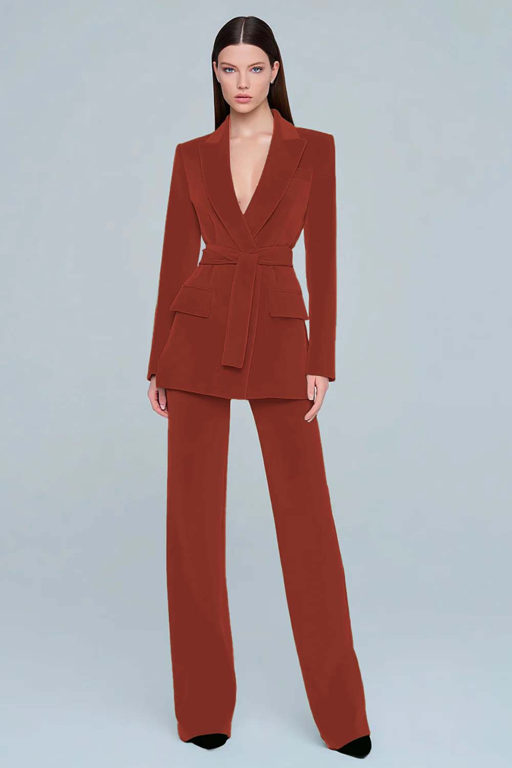 Dark Green Peak Lapel 2 Piece Prom Suits with Sash