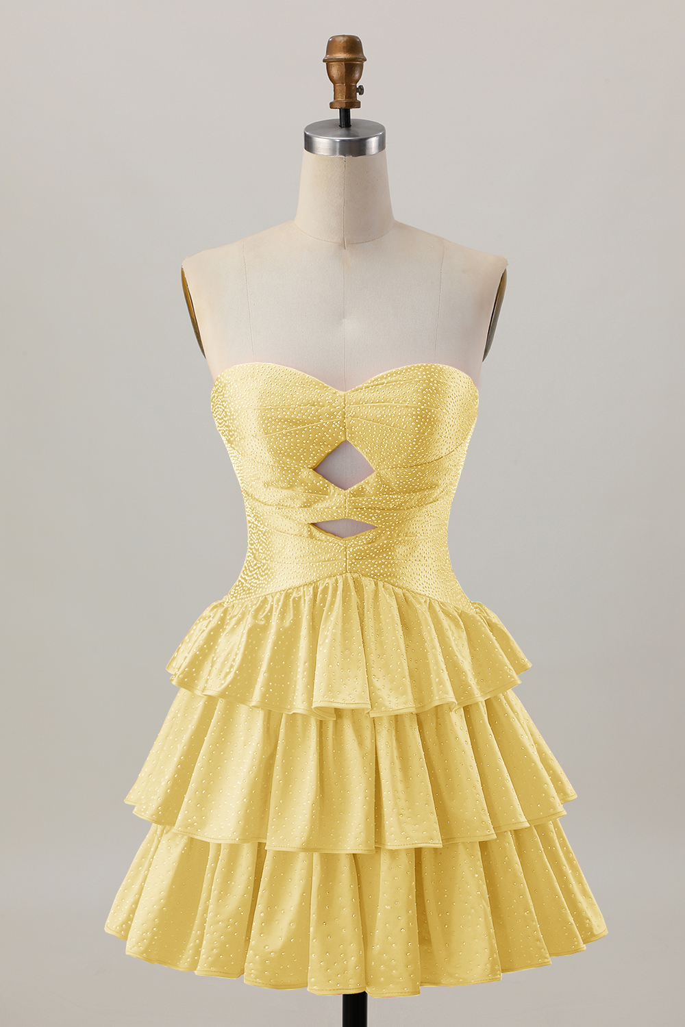 Sparkly Orange Tiered Cut Out A Line Short Homecoming Dress with Beading