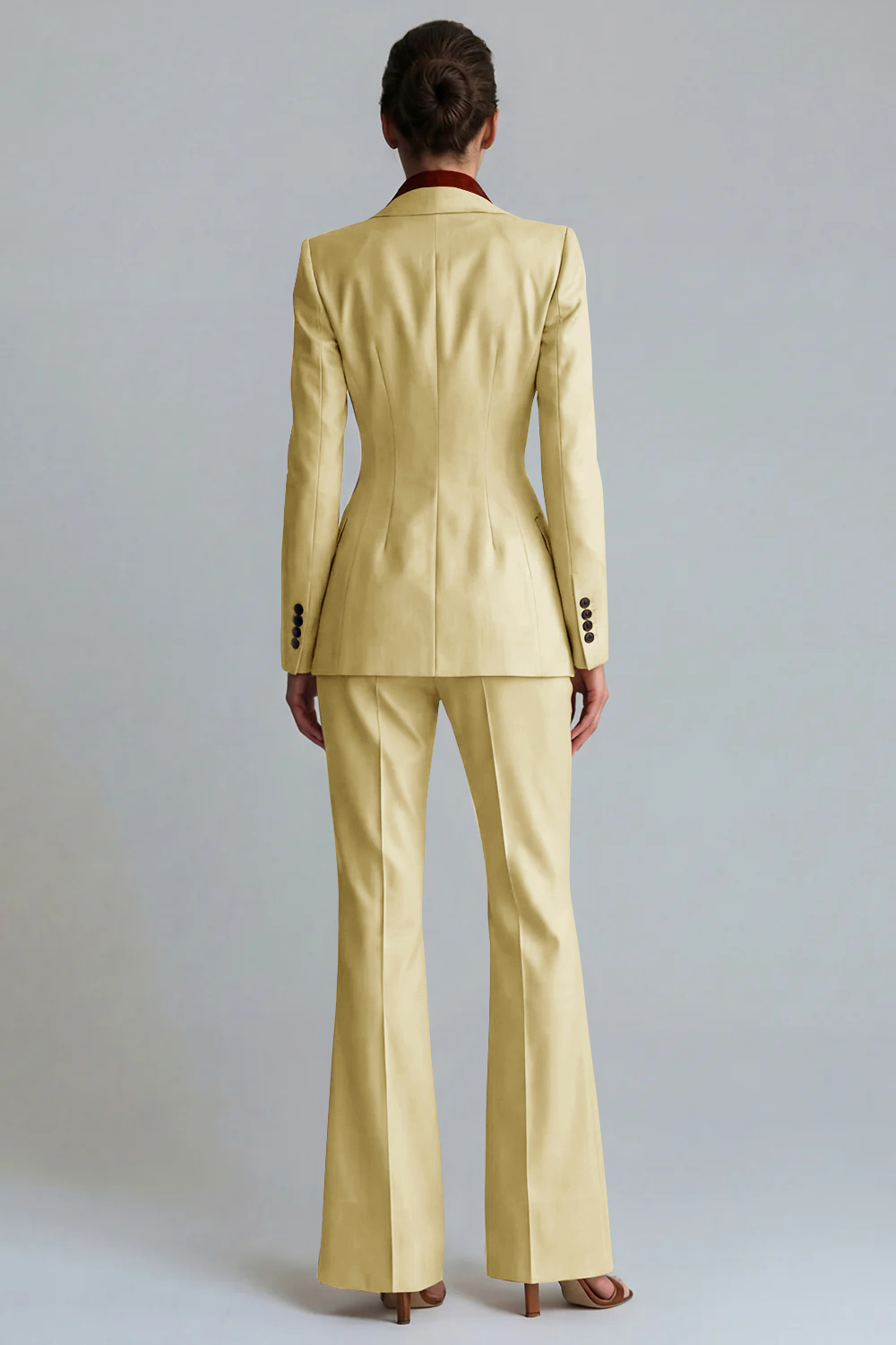 2 Piece Khaki Single Breasted Peak Lapel Business Suits