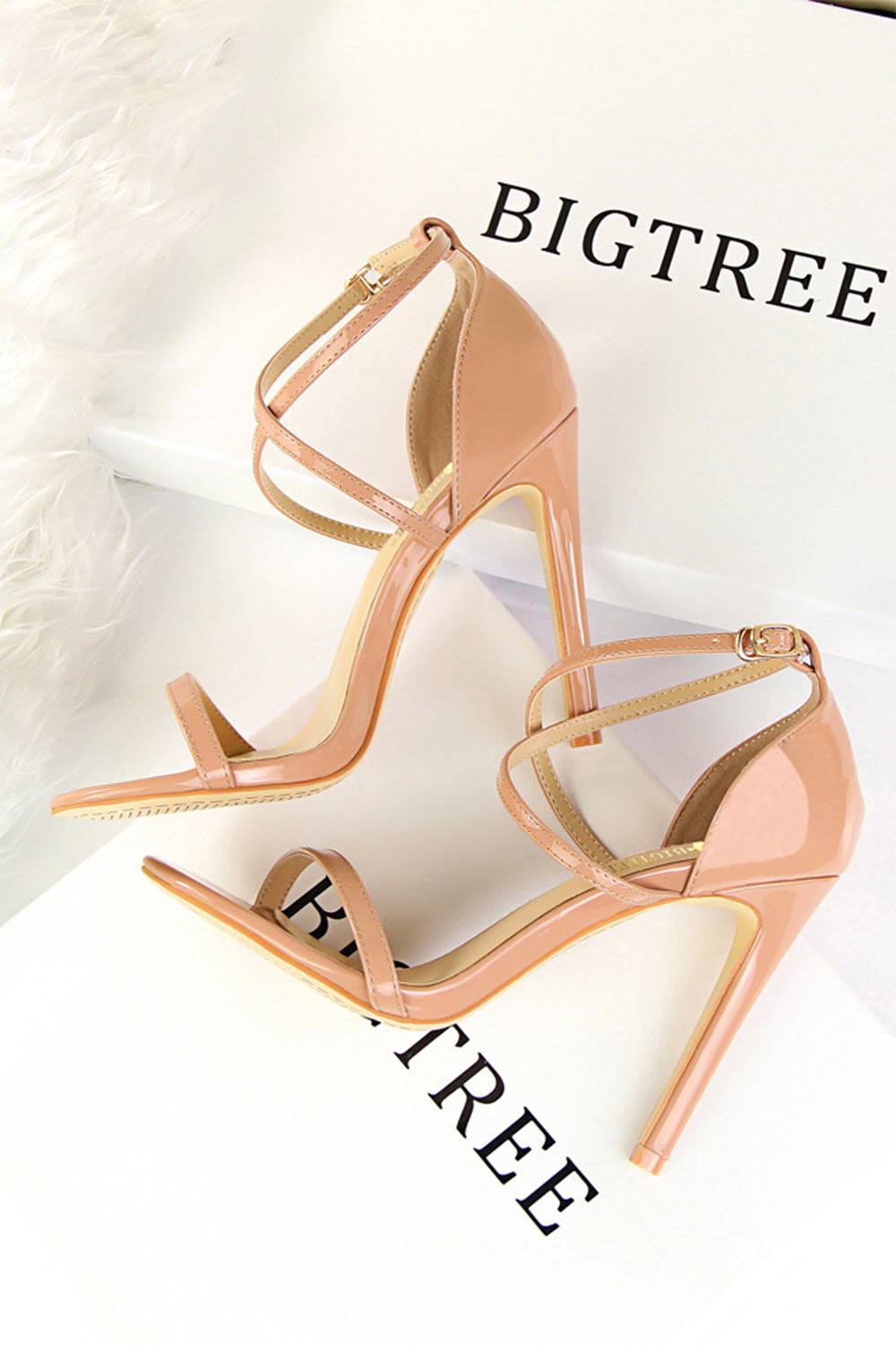 Simple White Stiletto Sandals High Heels for Women