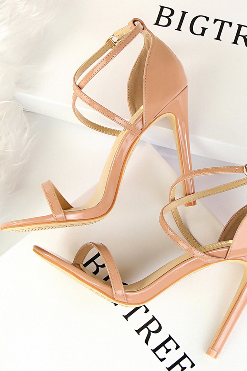 Simple White Stiletto Sandals High Heels for Women