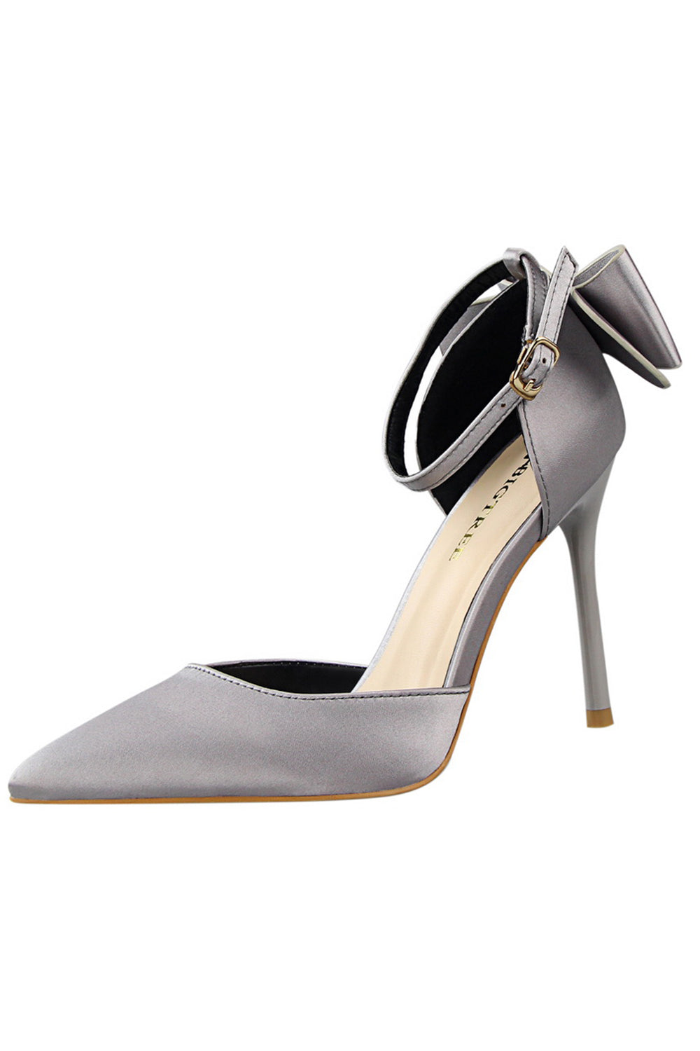 Burgundy Satin Prom Heels with Bowknot