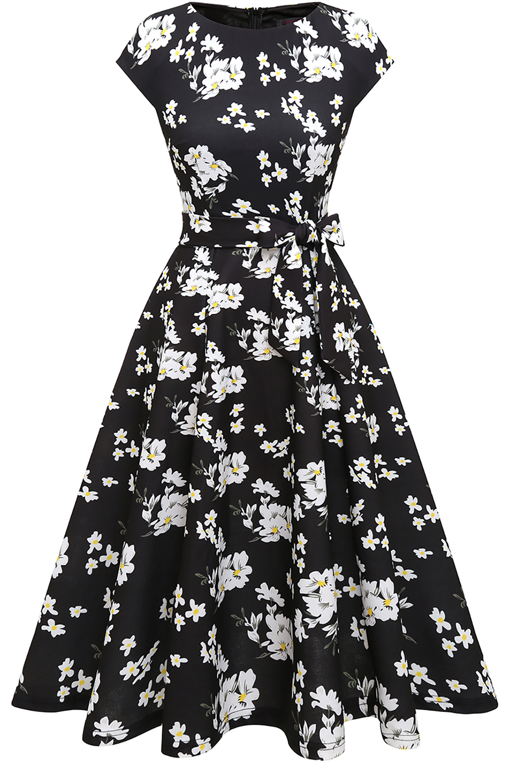 Vintage Fit And Flare Dress DRESSTELLS White Vintage Wedding Guest Dress -  3/4 Sleeve Fit \u0026 Flare Knee Length Cocktail Dress 3/4 Sleeve Cocktail Dress