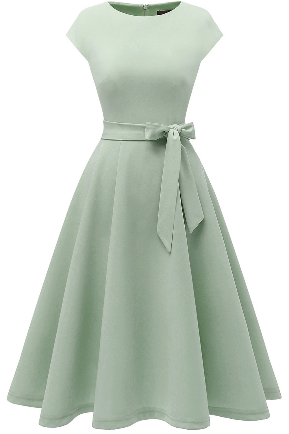 A-Line Knee-Length Lightgreen Cocktail Dress with Cap Sleeves, Vintage Style, Unique and Elegant