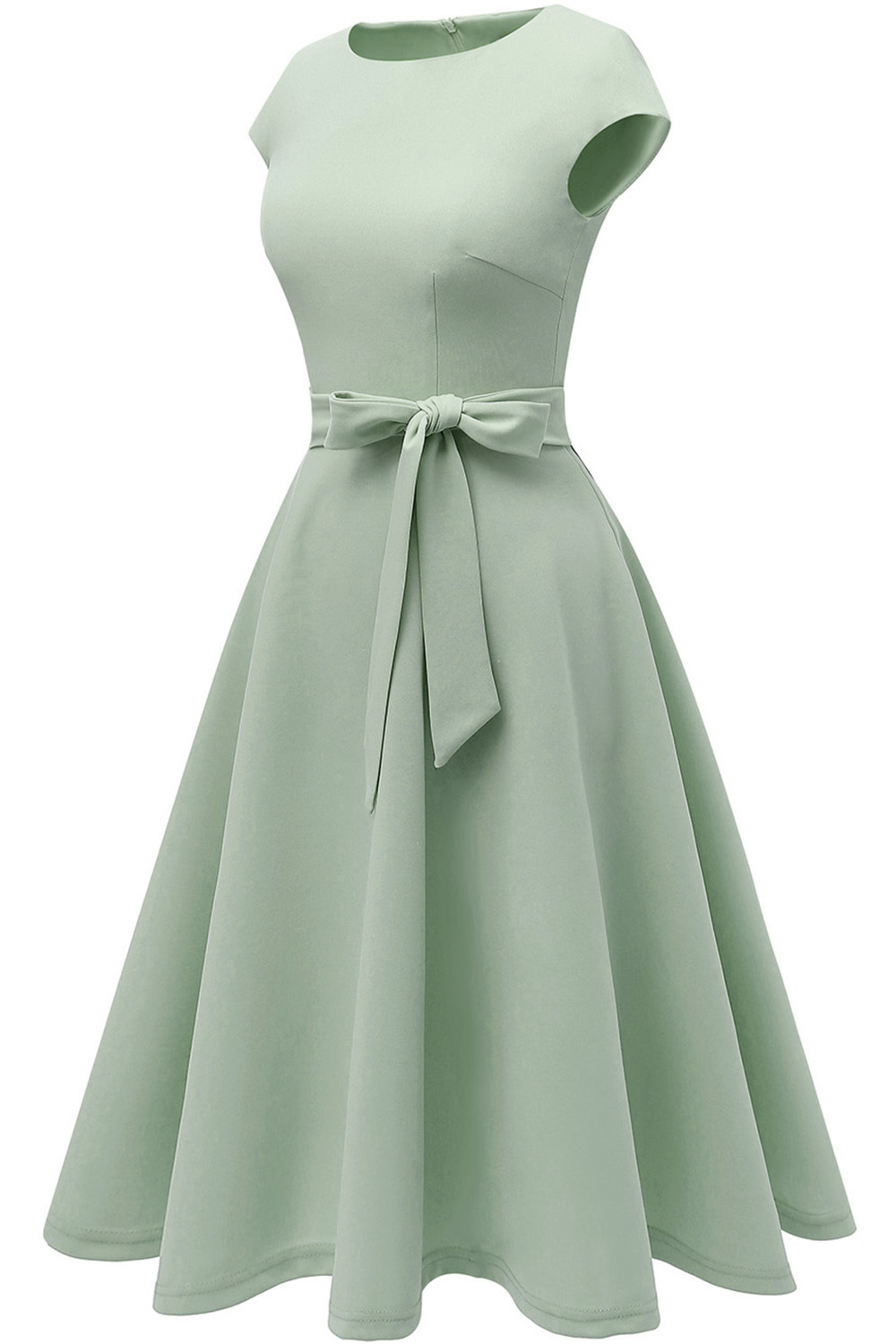 A-Line Knee-Length Lightgreen Cocktail Dress with Cap Sleeves, Vintage Style, Unique and Elegant