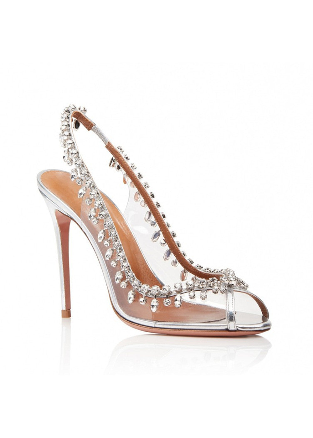 Rhinestone Peep Toe Slingback High Heel