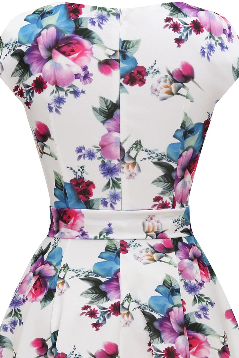 White Flower 2024 Women's Floral Cocktail, Tea Length Wedding Guest Dresses - Vintage, Graduation, Prom & Bridesmaid with Cap Sleeves