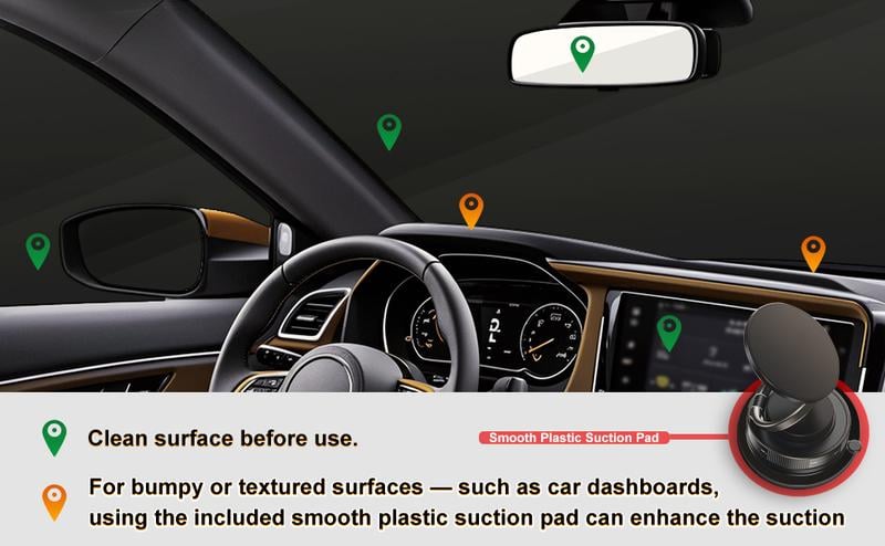 Product Introduction of 360&deg; Adjustable Vacuum Magnetic Phone Holder, Suction Cup Phone Mount for Magsafe, Portable Cell Phone Holder for Car,Makeup/Gym/Mirror, Fit for All iphone iphone 11 and above 4