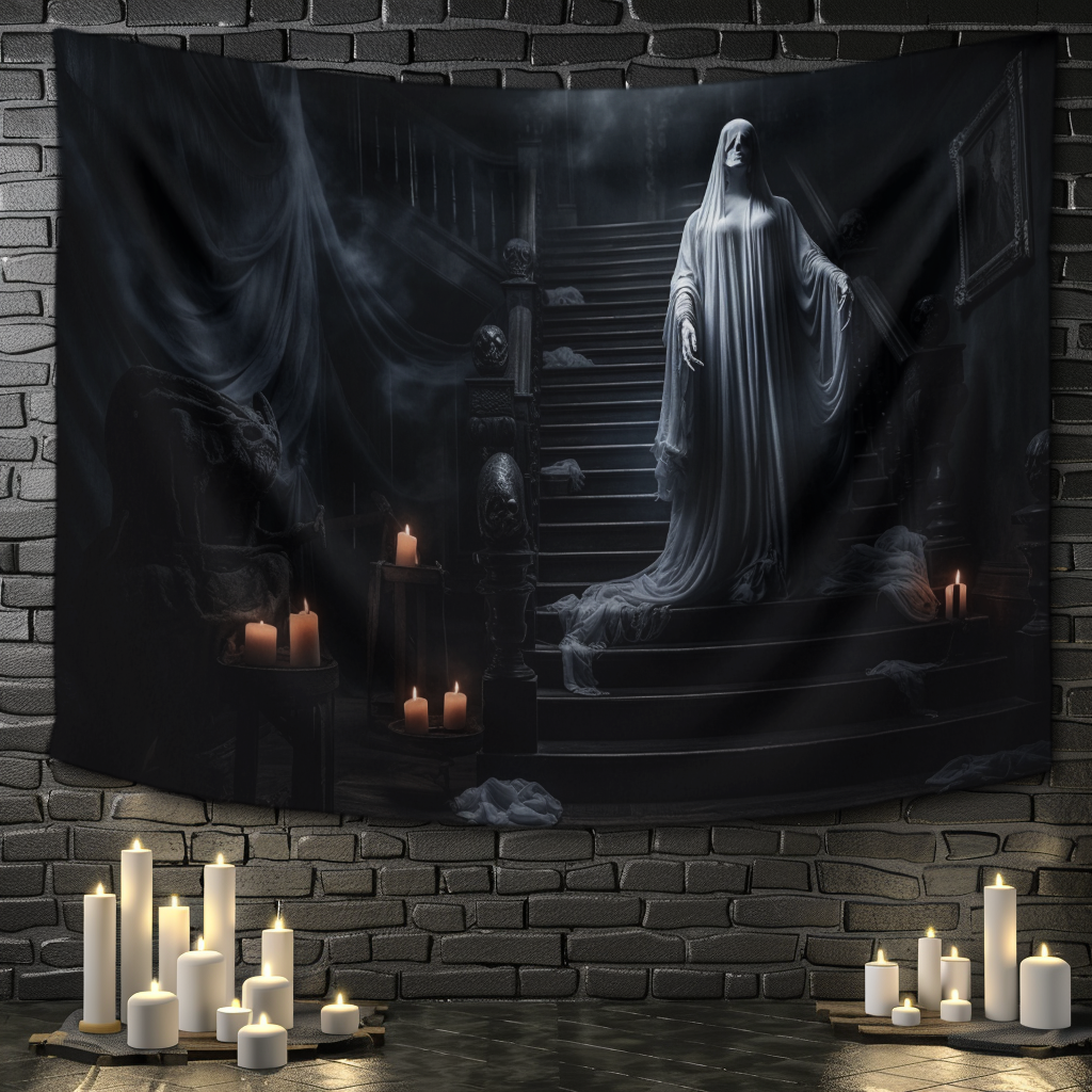 Halloween Decoration Wall Tapestry Dark Castle Printed Wall Decor