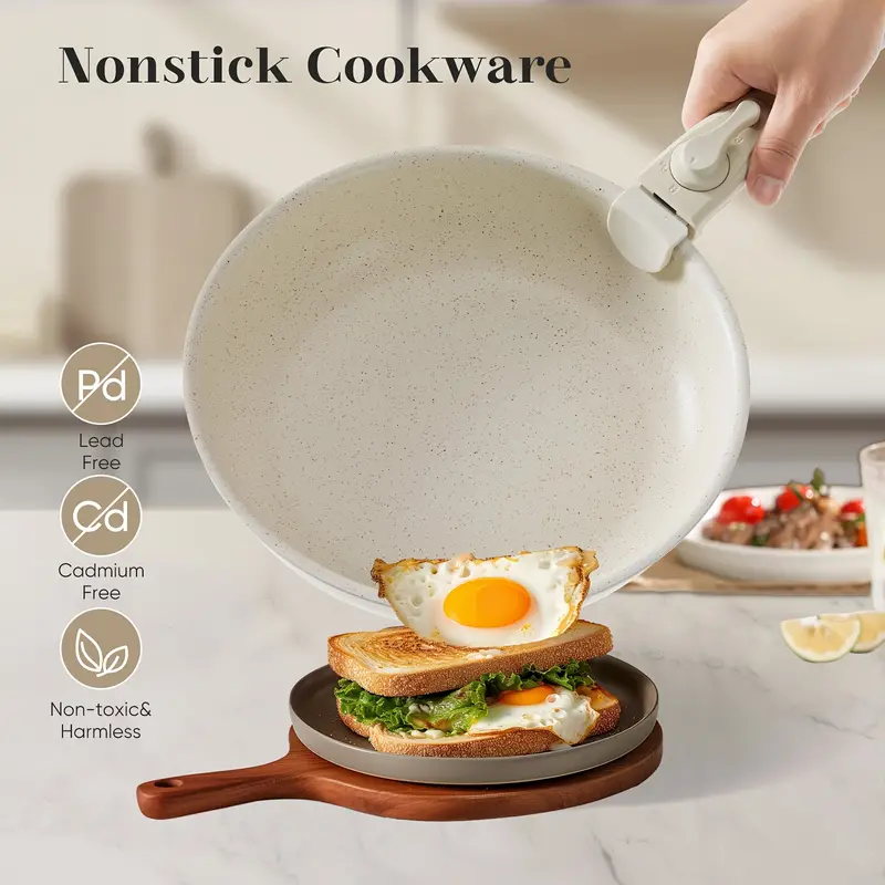 12 pcs pots and pans set nonstick kitchen cookware set with detachable handle induction cookware dishwasher oven safe beige details 6