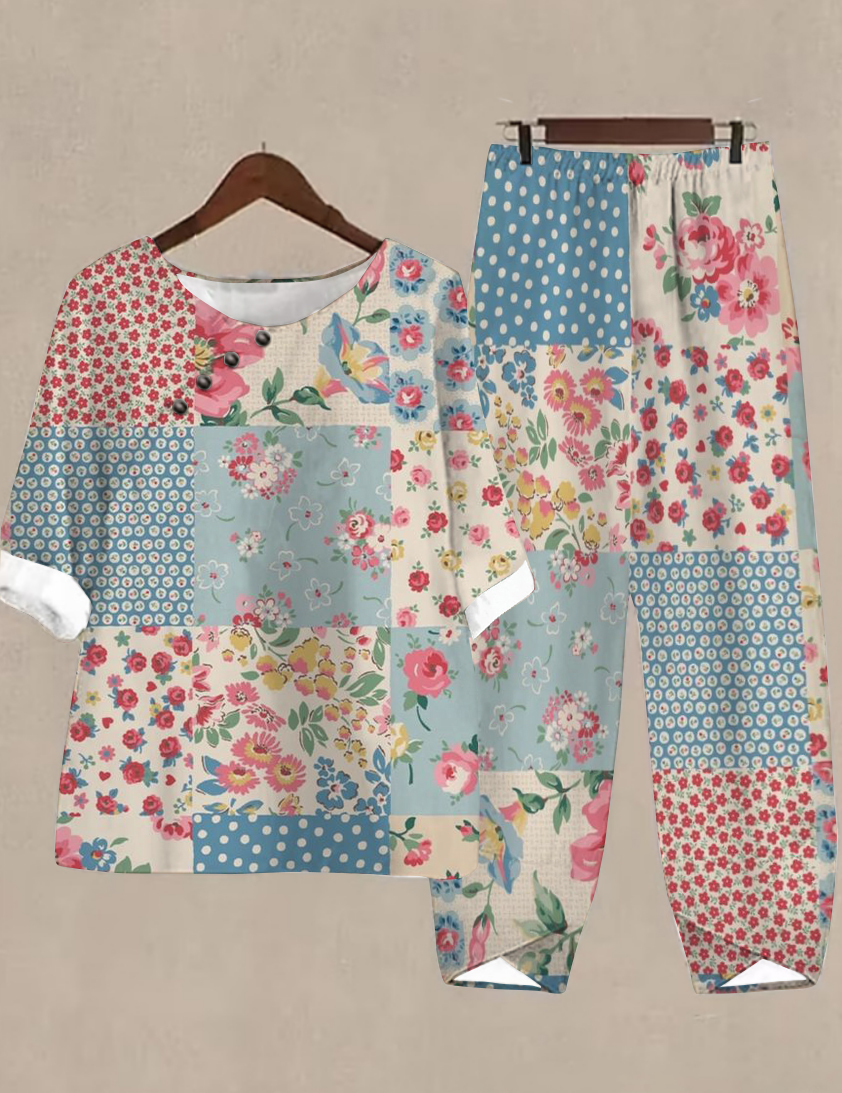 Vintage Floral Pattern Two-piece Set