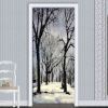 3D Door Wallpaper Peel and Stick Black and White Forest Scenery Self Adhesive 3D Door Stickers