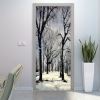 3D Door Wallpaper Peel and Stick Black and White Forest Scenery Self Adhesive 3D Door Stickers