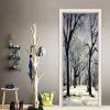3D Door Wallpaper Peel and Stick Black and White Forest Scenery Self Adhesive 3D Door Stickers