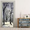 3D Door Wallpaper Peel and Stick Black and White Forest Scenery Self Adhesive 3D Door Stickers