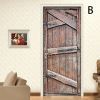 European 3D Door Stickers Landscape Simulation Wooden Door PVC Peel and Stick Door Murals