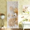 3D Door Wallpaper Peel and Stick Golden Flowers Self Adhesive 3D Door Stickers