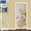 3D Door Wallpaper Peel and Stick Golden Flowers Self Adhesive 3D Door Stickers