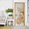 3D Door Wallpaper Peel and Stick Golden Flowers Self Adhesive 3D Door Stickers