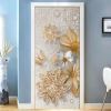 3D Door Wallpaper Peel and Stick Golden Flowers Self Adhesive 3D Door Stickers
