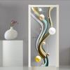 3D Door Wallpaper Peel and Stick Line Beads Self Adhesive 3D Door Stickers