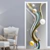 3D Door Wallpaper Peel and Stick Line Beads Self Adhesive 3D Door Stickers