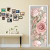 3D Door Wallpaper Peel and Stick Pink Rose Self Adhesive 3D Door Sticker