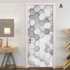 3D Door Stickers Rhombus Geometric Mosaic PVC Peel and Stick Door Murals