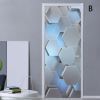3D Door Stickers Rhombus Geometric Mosaic PVC Peel and Stick Door Murals