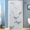 3D Door Stickers Rhombus Geometric Mosaic PVC Peel and Stick Door Murals