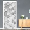 3D Door Stickers Rhombus Geometric Mosaic PVC Peel and Stick Door Murals