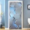 3D Door Stickers Rhombus Geometric Mosaic PVC Peel and Stick Door Murals