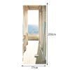 3D Door Wallpaper Peel and Stick Seaside Balcony Corridor Self Adhesive 3D Door Stickers