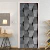 3D Door Wallpaper Peel and Stick Gray Polygon Self Adhesive 3D Door Stickers 77*200cm