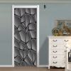 3D Door Wallpaper Peel and Stick Gray Polygon Self Adhesive 3D Door Stickers 77*200cm
