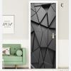 3D Door Wallpaper Peel and Stick Gray Polygon Self Adhesive 3D Door Stickers 77*200cm