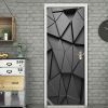 3D Door Wallpaper Peel and Stick Gray Polygon Self Adhesive 3D Door Stickers 77*200cm