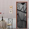 3D Door Wallpaper Peel and Stick Gray Polygon Self Adhesive 3D Door Stickers 77*200cm