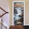 3D Door Wallpaper Peel and Stick Stream Water Scenery Self Adhesive 3D Door Stickers