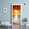 3D Door Stickers Dusk Scenery Door Decals Peel and Stick