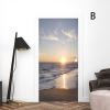 3D Door Stickers Dusk Scenery Door Decals Peel and Stick