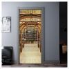 3D Door Stickers Retro Bookshelf Letters Wood Grain PVC Door Decals Peel and Stick