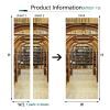 3D Door Stickers Retro Bookshelf Letters Wood Grain PVC Door Decals Peel and Stick