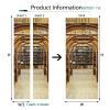3D Door Stickers Retro Bookshelf Letters Wood Grain PVC Door Decals Peel and Stick