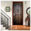3D Door Stickers Retro Bookshelf Letters Wood Grain PVC Door Decals Peel and Stick
