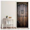 3D Door Stickers Retro Bookshelf Letters Wood Grain PVC Door Decals Peel and Stick